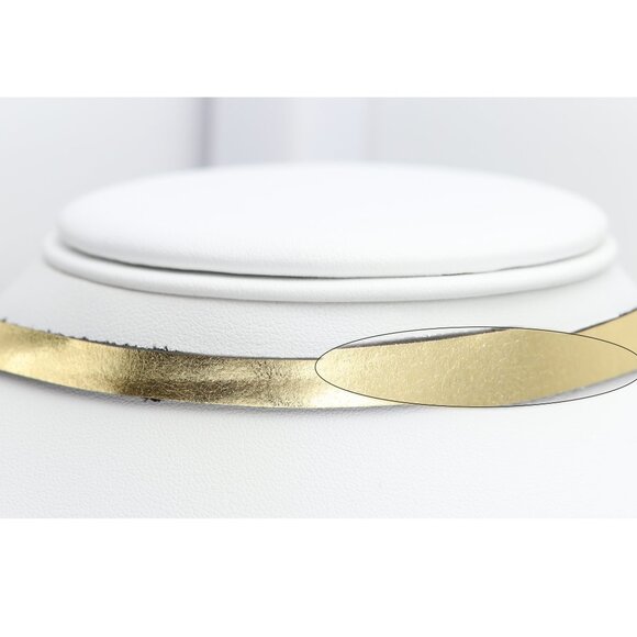 Genuine Leather Choker From Italy Gold tone coating film Adjustable (#4) - Picture 8 of 9